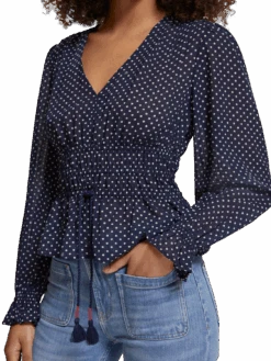 Scotch & Soda Polka Dot V-Neck Top -Scotch & Soda 176335 6989 MDL DTL1 2f6b070c 4c4a 48d8 b51b 0951714191e7