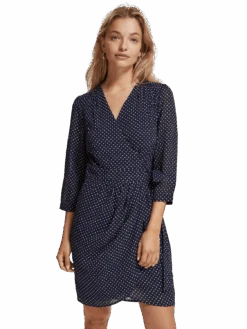 Scotch & Soda Polka Dot Mini Wrap Dress