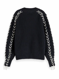 Scotch & Soda Lace Up Sleeve V-Neck Pullover 15 Scotch & Soda Lace Up Sleeve V-Neck Pullover -Scotch & Soda 176633 0002 BCK b177fbc1 9561 4f31 86d7 deae01bf6620