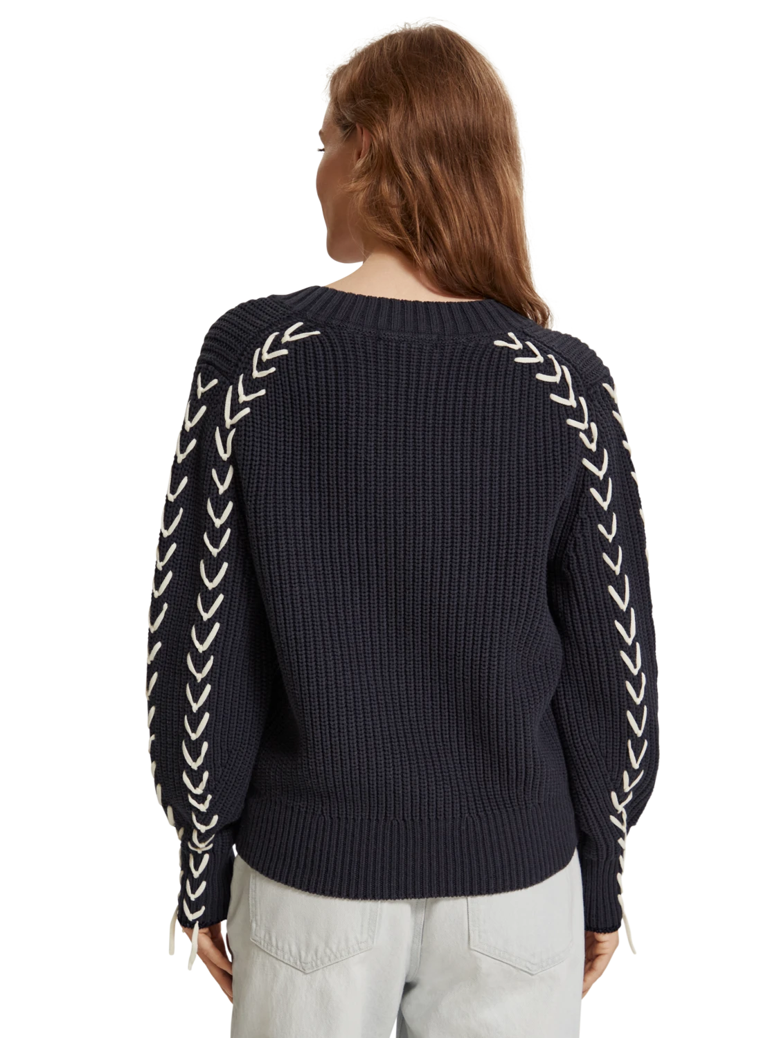 Scotch & Soda Lace Up Sleeve V-Neck Pullover 5 Scotch & Soda Lace Up Sleeve V-Neck Pullover - Image 3