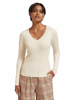 Scotch & Soda Ribbed V-Neck Pullover