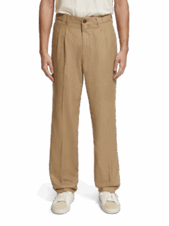 Scotch & Soda Pleated Linen Blend Chino