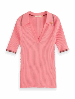 Scotch & Soda Ribbed Collared Knit Top -Scotch & Soda 177120 6876 FNT cd6a0859 0296 4adb 9487 6906d4689fa3