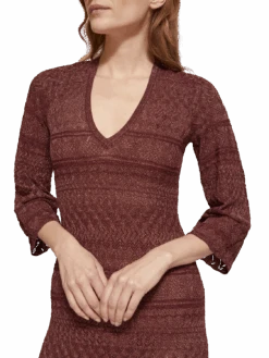 Scotch & Soda Metallic Pointelle Knit Maxi Dress -Scotch & Soda 177128 1188 NHD DTL1 a2a0255f 8dc9 4d26 ae42 10de729b5b86