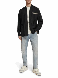 Scotch & Soda Embroidered Cotton/Linen Canvas Kimono Jacket -Scotch & Soda 177221 0008 NHD FNT 59a45393 728b 4a9a ae83 794f8044f474