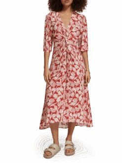 Scotch & Soda Knot Detail Midi Wrap Dress -Scotch & Soda 177260 7241 NHD FNT b26e9101 0e4e 4829 b9cc f4c905999f9d