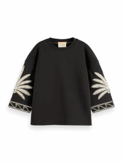 Scotch & Soda Embroidered Short Sleeve Sweatshirt -Scotch & Soda 177276 6647 FNT e57bf8dd fc17 4874 8364 07c138e8c27e