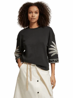 Scotch & Soda Embroidered Short Sleeve Sweatshirt