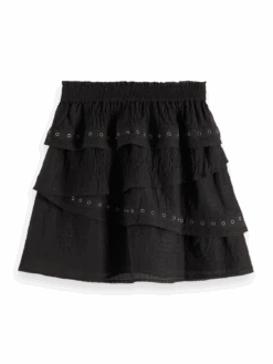Scotch & Soda Layered High-Rise Mini Skirt With Eyelet Detail -Scotch & Soda 177305 6647 BCK 8a65ae30 36d8 4531 9795 fec67218f270