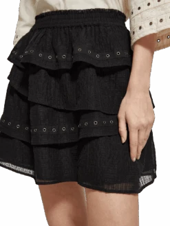 Scotch & Soda Layered High-Rise Mini Skirt With Eyelet Detail -Scotch & Soda 177305 6647 MDL DTL1 c5aee9f4 8094 46ed 9111 fe8276828fc4