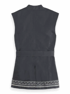 Scotch & Soda Belted Gilet With Palm Embroidery -Scotch & Soda 177396 0005 BCK 164f7496 2631 4ed8 b4d6 0b5a49299b36