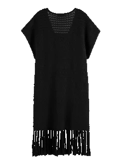 Scotch & Soda Pointelle Stitch Knit Dress With Fringing -Scotch & Soda 177486 6647 BCK d1722402 bcd5 418c 9f3a 4d002e465340