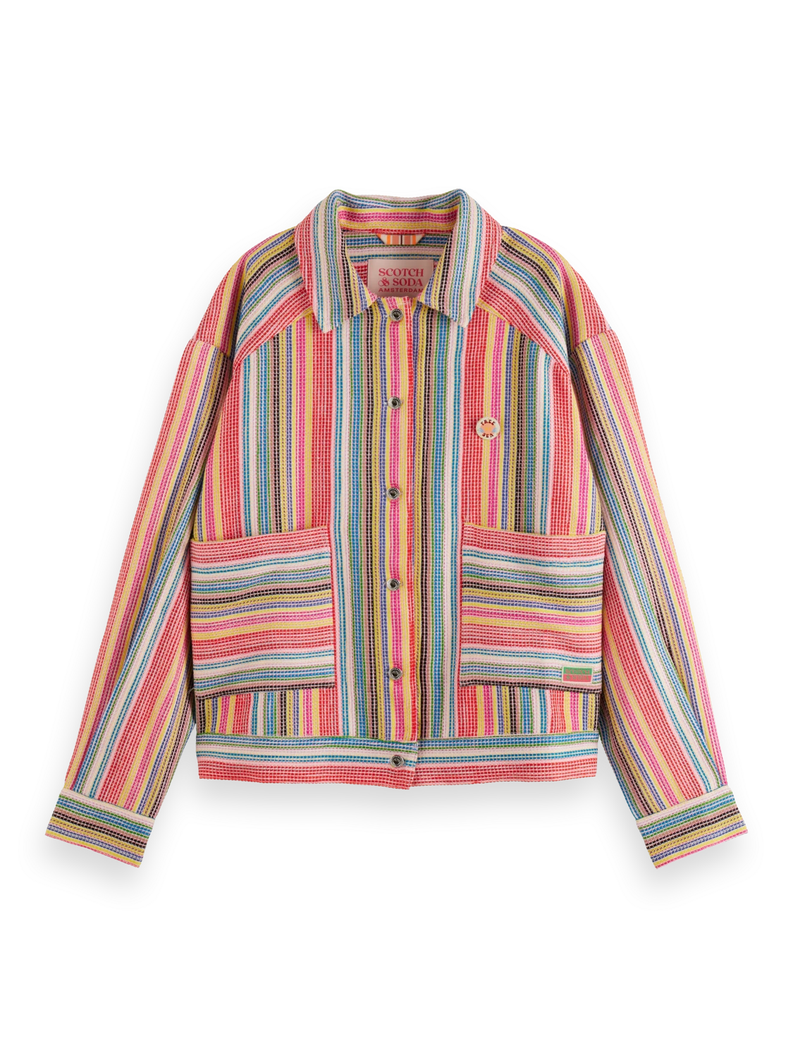 Scotch & Soda Short Trucker Jacket In Multi Colour Stripe 3 Scotch & Soda Short Trucker Jacket In Multi Colour Stripe