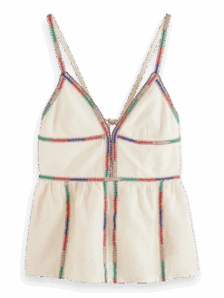 Scotch & Soda Tank Top With Colourful Embroidery