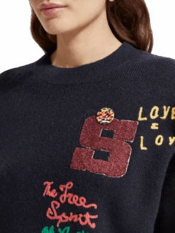 Scotch & Soda Varsity Embroidered Pullover 19 Scotch & Soda Varsity Embroidered Pullover -Scotch & Soda Hires PNG 174919 0002 NHD DTL1