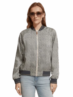 Scotch & Soda Coral Printed Reversible Bomber Jacket -Scotch & Soda Hires PNG 177268 0406 MDL DTL2