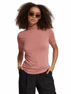 Scotch & Soda Mock Neck Short Sleeved T-Shirt -Scotch & Soda Hires PNG 177578 6857 MDL CRP