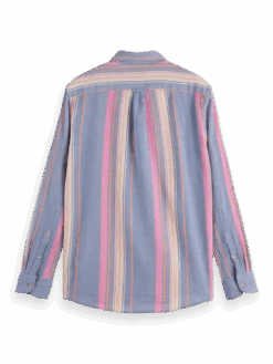 Scotch & Soda Regular Fit Striped Organic Cotton Shirt 6 Scotch & Soda Regular Fit Striped Organic Cotton Shirt -Scotch & Soda Hires PNG 23162386 BCK