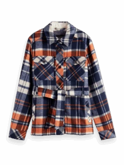 Scotch & Soda Wool Blend Check Belted Overshirt
