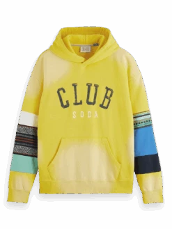 Scotch & Soda Relaxed Fit Club Soda Applique Hoodie In Organic Cotton