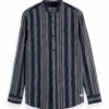 Scotch & Soda Dobby Striped Standing Collar Shirt -Scotch & Soda Hires PNG 24170222 DTL1