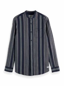 Scotch & Soda Dobby Striped Standing Collar Shirt