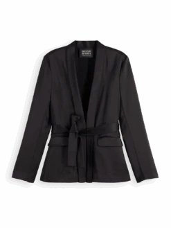 Scotch & Soda Belted Satin Single Breasted Blazer