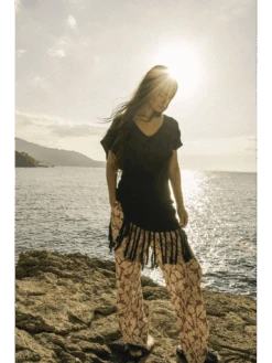 Scotch & Soda Pointelle Stitch Knit Dress With Fringing