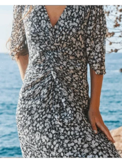 Scotch & Soda Draped Knot Detail Midi Dress -Scotch & Soda Hires PNG S S SP24secondaryLR mktcampaign10