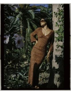 Scotch & Soda Metallic Pointelle Knit Maxi Dress